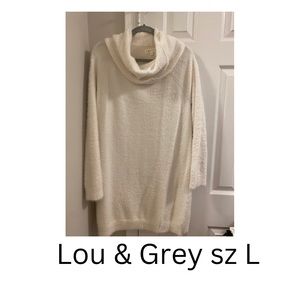 Loft Lou & grey fuzzy sweater dress with cowl neck